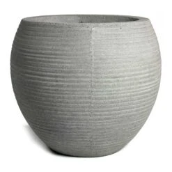 Abby Ball Plant Pot - Ridged Cement -Garden Potted Plant Shop Abby Ball Plant Pot Ridged Cement 23cm New
