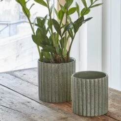 Azalea Ribbed Plant Pot - Speckled Green Stone -Garden Potted Plant Shop Azalea Ribbed Plant Pot Speckled Green Stone 1