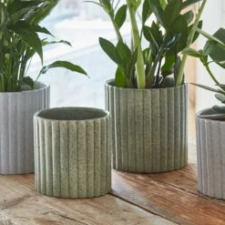 Azalea Ribbed Plant Pot - Speckled Green Stone -Garden Potted Plant Shop Azalea Ribbed Plant Pot Speckled Green Stone 2
