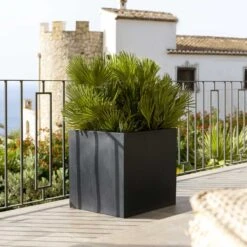 Block Natural Planter - Black -Garden Potted Plant Shop Block Natural Planter Black 4