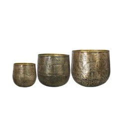 Calvin Metal Plant Pots - Set Of 3 - Matt Gold -Garden Potted Plant Shop Calvin metal plant pots set of 3 matt gold