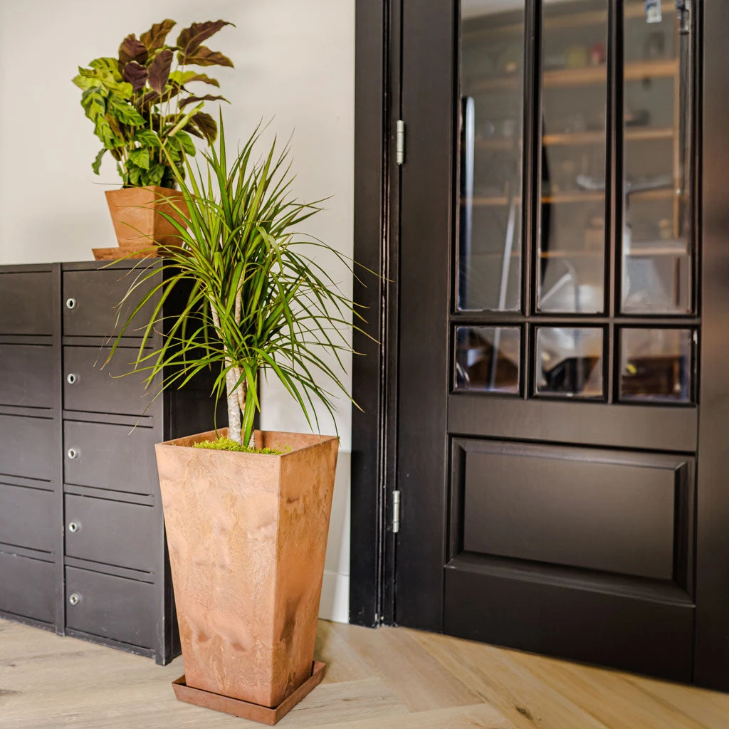 Ella Artstone Tall Planter - Oak 2 Ella Artstone Tall Planter - Oak - Image 2