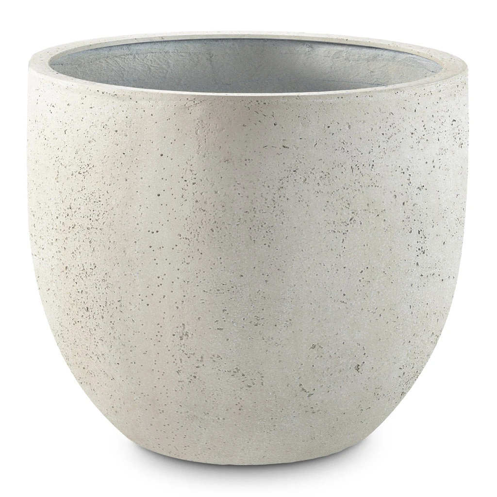 Grigio New Egg Pot Planter - Antique White Concrete 1 Grigio New Egg Pot Planter - Antique White Concrete