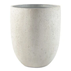 Grigio Tall Egg Pot Planter - Antique White Concrete