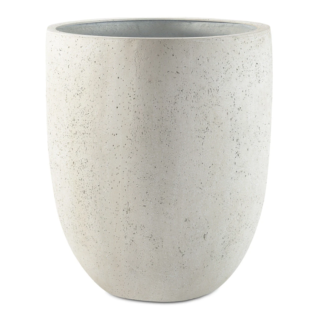 Grigio Tall Egg Pot Planter - Antique White Concrete 1 Grigio Tall Egg Pot Planter - Antique White Concrete