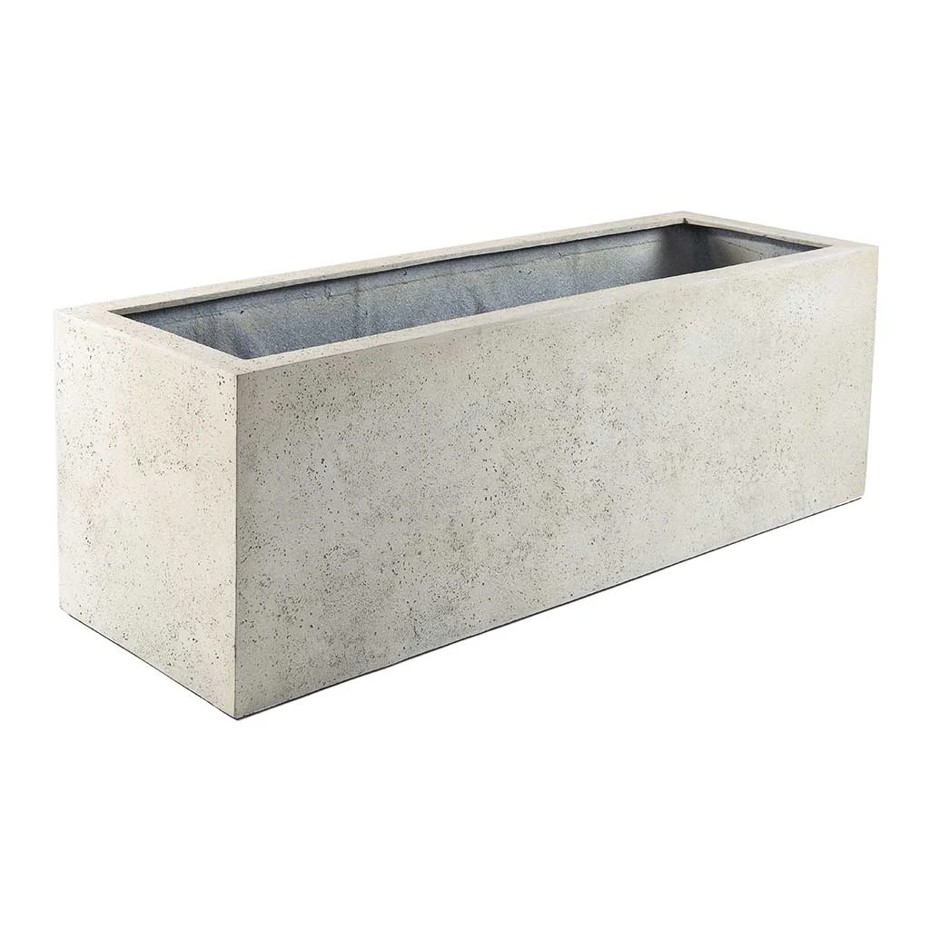 Grigio Trough Planter - Antique White Concrete 1 Grigio Trough Planter - Antique White Concrete