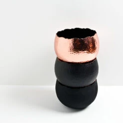 Hammered Bowl - Copper With Black -Garden Potted Plant Shop Hammered Bowl Black Copper LS1a