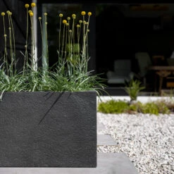 Jort Granite Trough Planter - Midnight Black -Garden Potted Plant Shop Jort Granite Trough Planter Midnight Black Lifestyle