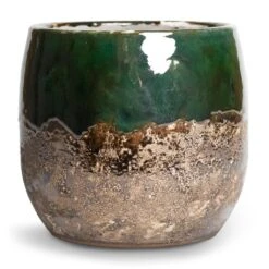 Lindy Plant Pot - Black Green -Garden Potted Plant Shop Lindy Plant Pot Black Green 19x16cm