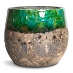 Lindy Plant Pot - Black Green -Garden Potted Plant Shop Lindy Plant Pot Black Green 23x20cm