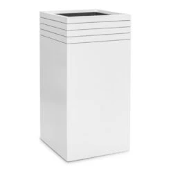 Line-Up Tall Square Planter - Matt White -Garden Potted Plant Shop Line Up Tall Square Planter Matt White 38x38x75cm