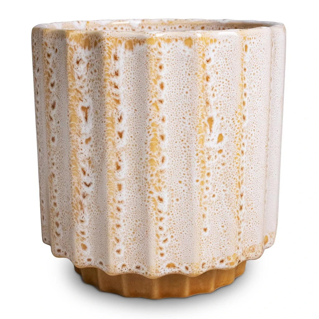Lugano Scalloped Plant Pot - Mustard 1 Lugano Scalloped Plant Pot - Mustard