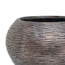 Luxe Lite Wrinkle Globe Planter - Bronze -Garden Potted Plant Shop Luxe Lite Wrinkle Globe Planter Bronze Close Up