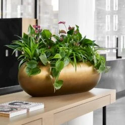 Metallic Boat Planter - Matt Honey 7 Metallic Boat Planter - Matt Honey -Garden Potted Plant Shop Metallic Boat Planter Matt Honey 1