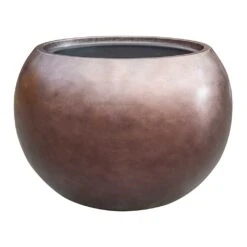 Metallic Globe Plant Pot - Matt Coffee
