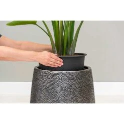 Opus Hit Darcy Planter - Silver -Garden Potted Plant Shop Opus Hit Darcy Planter Silver Lifestyle Close