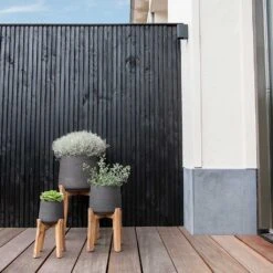 Patt Plant Pot - Tall Stand - Black Washed 13 Patt Plant Pot - Tall Stand - Black Washed -Garden Potted Plant Shop Patt Plant Pot Tall Stand Black Washed Lifestyle 02