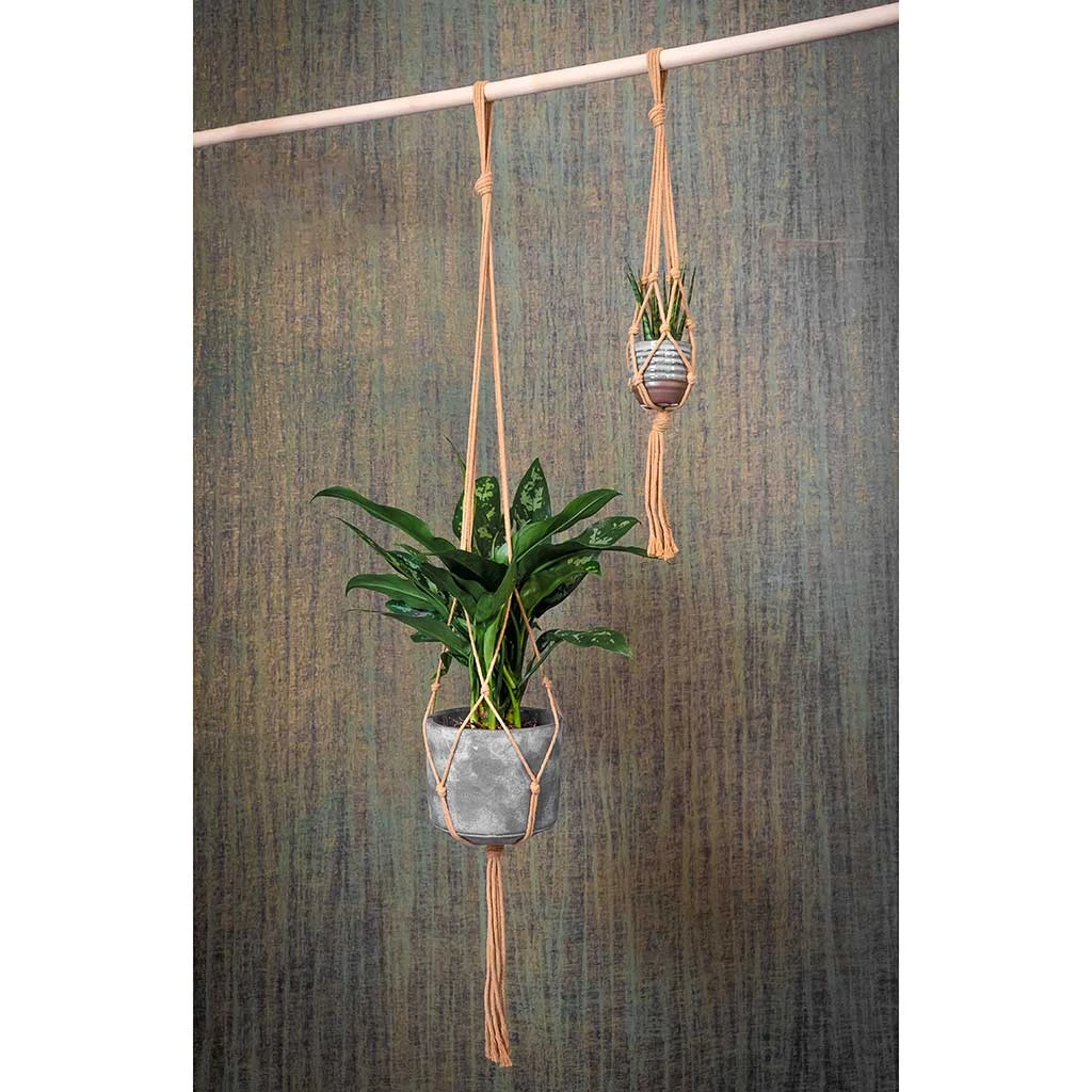 Plant Pot Knotted Macrame Hanging Rope - Jute - 160cm 2 Plant Pot Knotted Macrame Hanging Rope - Jute - 160cm - Image 2