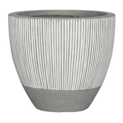 Jesslyn Plant Pot - Ridged White Stripe -Garden Potted Plant Shop Ridged Jesslyn Plant Pot White Stripe 45x35cm