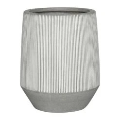 Tall Harith Plant Pot - Ridged White Stripe