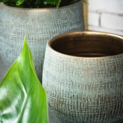 Ryan Plant Pot - Blue Gold -Garden Potted Plant Shop RyanPlantPot BlueGold 3 min